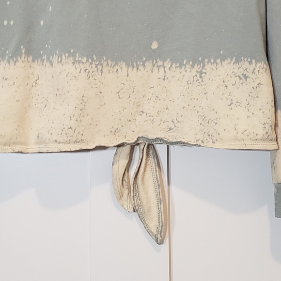 Hem & Thread Mint Pullover Sweatshirt Tie Dye Bleach Front Tie Size Large - Picture 12 of 14